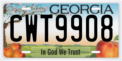 GA license plate CWT9908