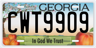 GA license plate CWT9909