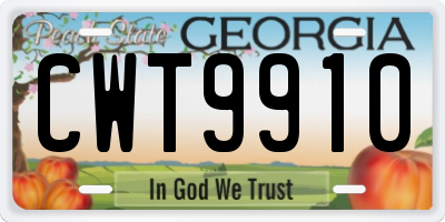 GA license plate CWT9910
