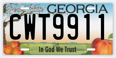 GA license plate CWT9911