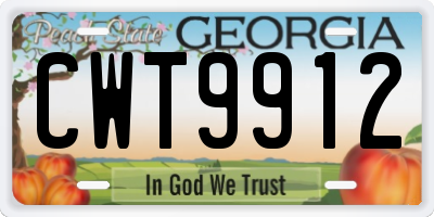 GA license plate CWT9912