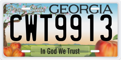 GA license plate CWT9913