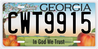 GA license plate CWT9915