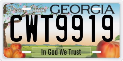 GA license plate CWT9919