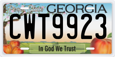 GA license plate CWT9923
