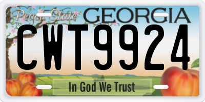 GA license plate CWT9924