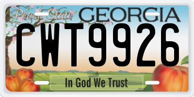 GA license plate CWT9926