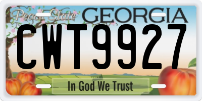 GA license plate CWT9927