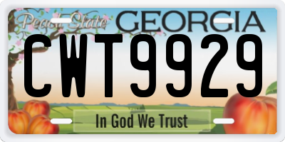 GA license plate CWT9929
