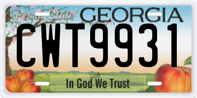 GA license plate CWT9931
