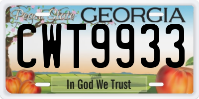 GA license plate CWT9933