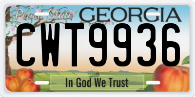 GA license plate CWT9936