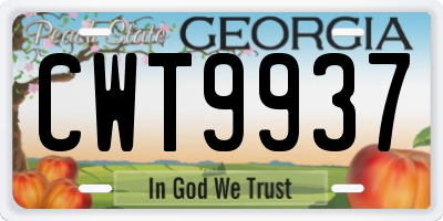 GA license plate CWT9937