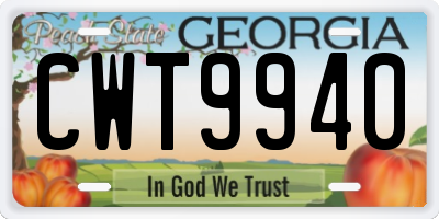 GA license plate CWT9940