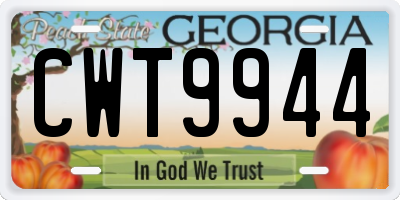 GA license plate CWT9944