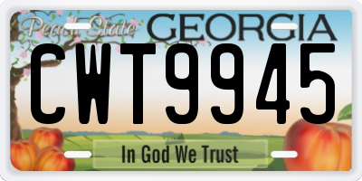 GA license plate CWT9945