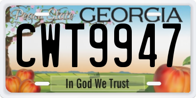 GA license plate CWT9947