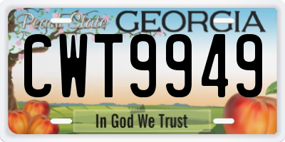 GA license plate CWT9949