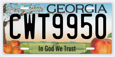 GA license plate CWT9950
