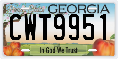 GA license plate CWT9951