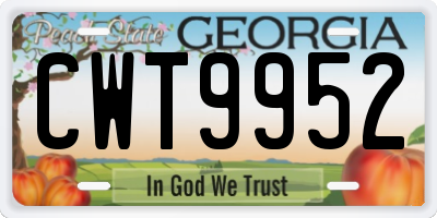 GA license plate CWT9952