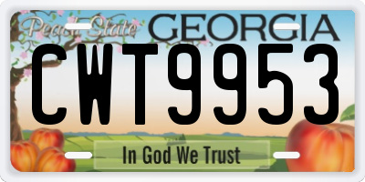 GA license plate CWT9953