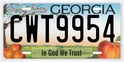 GA license plate CWT9954