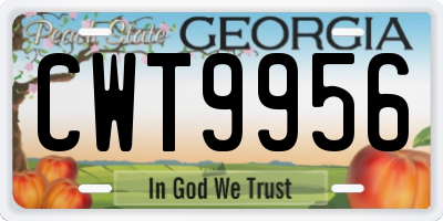 GA license plate CWT9956