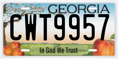 GA license plate CWT9957