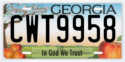 GA license plate CWT9958