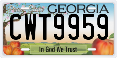 GA license plate CWT9959