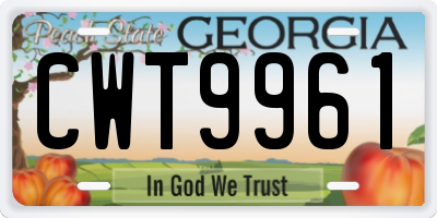 GA license plate CWT9961