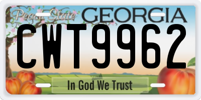 GA license plate CWT9962