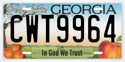 GA license plate CWT9964