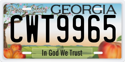 GA license plate CWT9965