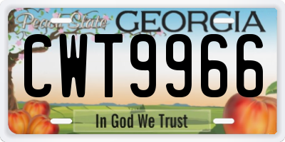 GA license plate CWT9966