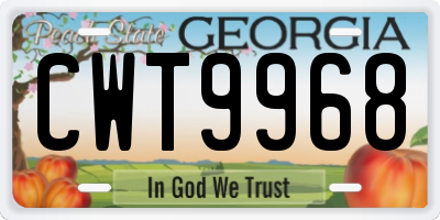 GA license plate CWT9968
