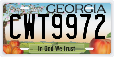 GA license plate CWT9972