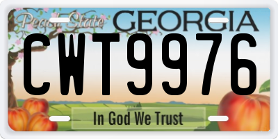 GA license plate CWT9976