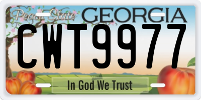 GA license plate CWT9977