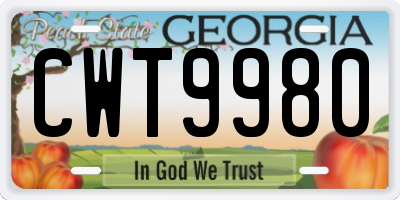GA license plate CWT9980