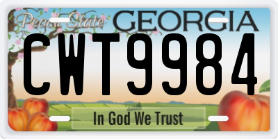 GA license plate CWT9984