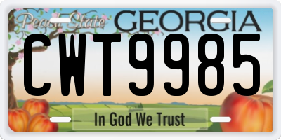 GA license plate CWT9985
