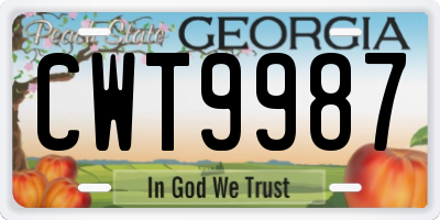 GA license plate CWT9987