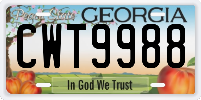 GA license plate CWT9988