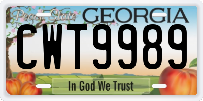 GA license plate CWT9989