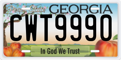 GA license plate CWT9990