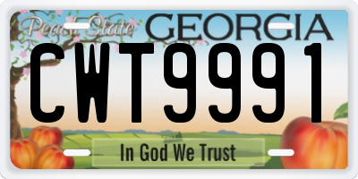 GA license plate CWT9991