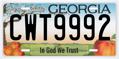 GA license plate CWT9992