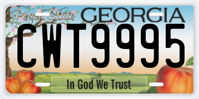 GA license plate CWT9995